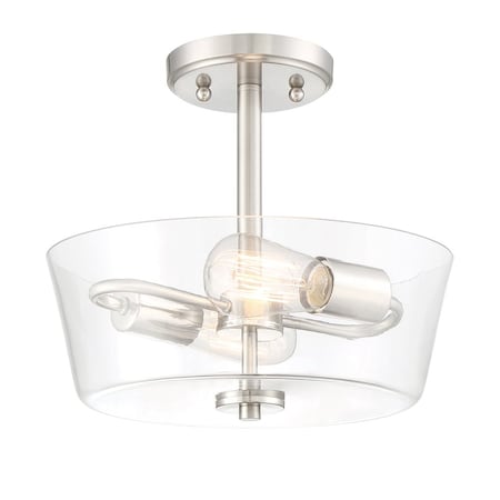 Designers Fountain Westin 12in 2-Light Satin Platinum Modern Industrial Ceiling Light Semi Flush Mount 95711-SP